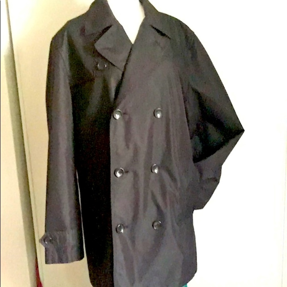 London Fog Women’s Double Breasted Black Trench Overcoat